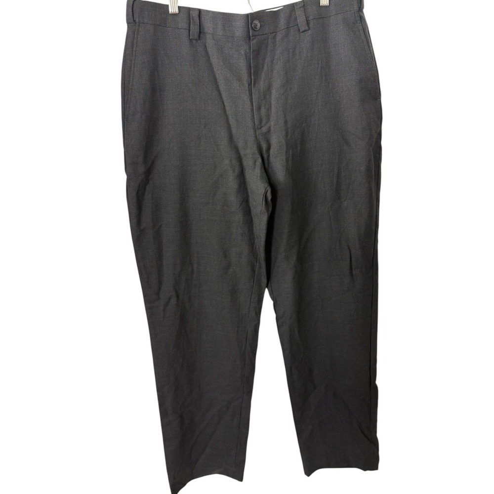 LL Bean‎ Dress Pants Gray Comfort Waist Mens 36Wx36L Grey Pockets 100% Wool